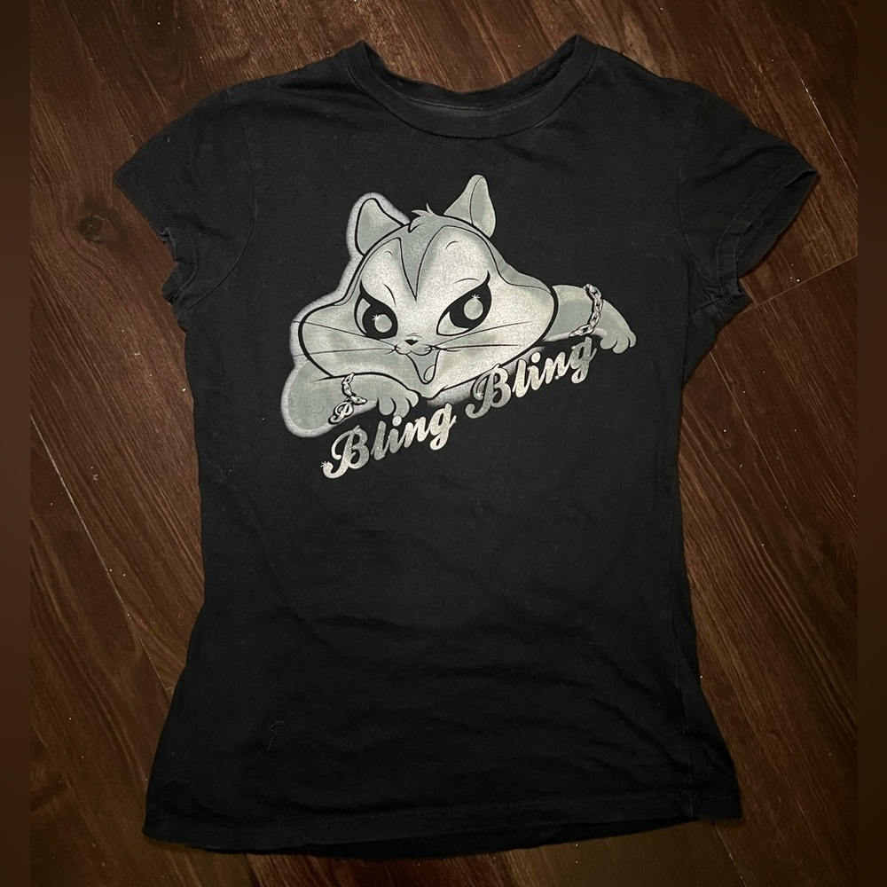 Vtg Bling Bling Looney Tunes Baby Tee Size Small
